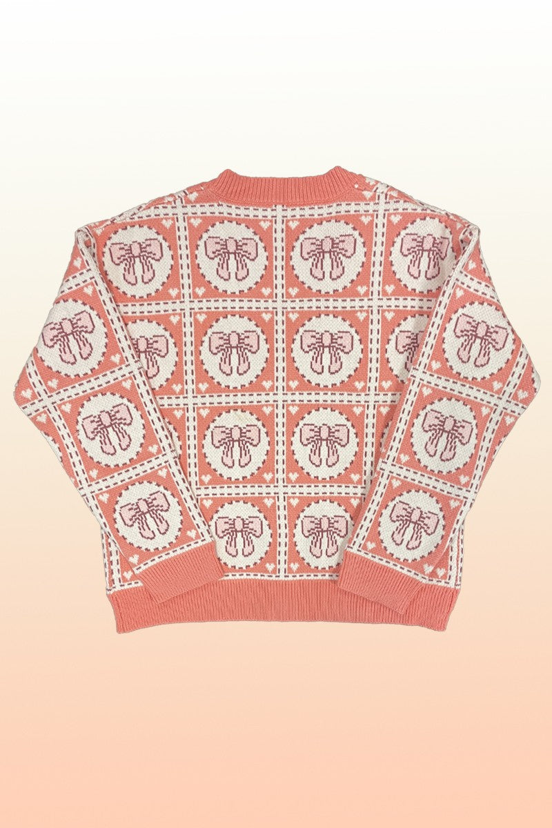 Bow Tiled Knit Cardigan