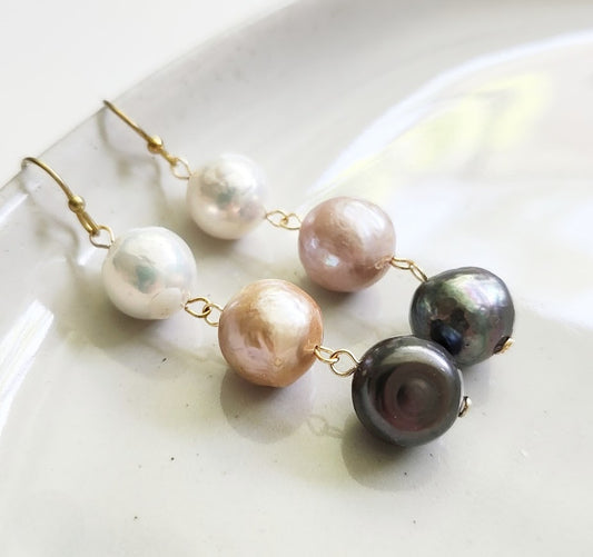 Ombre Kasumi & South Sea Pearl Dangle Earrings