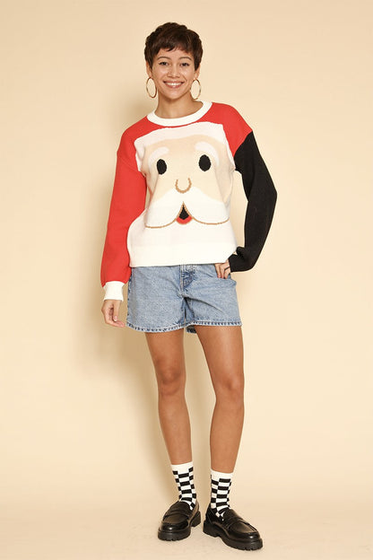 Santa Face Knit Holiday Sweater