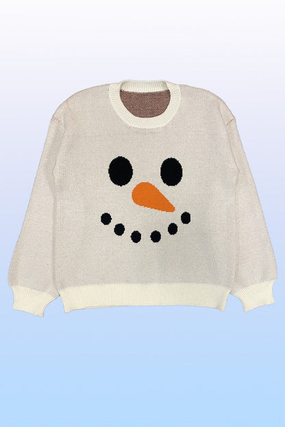 Snowman Face Knit Holiday Sweater