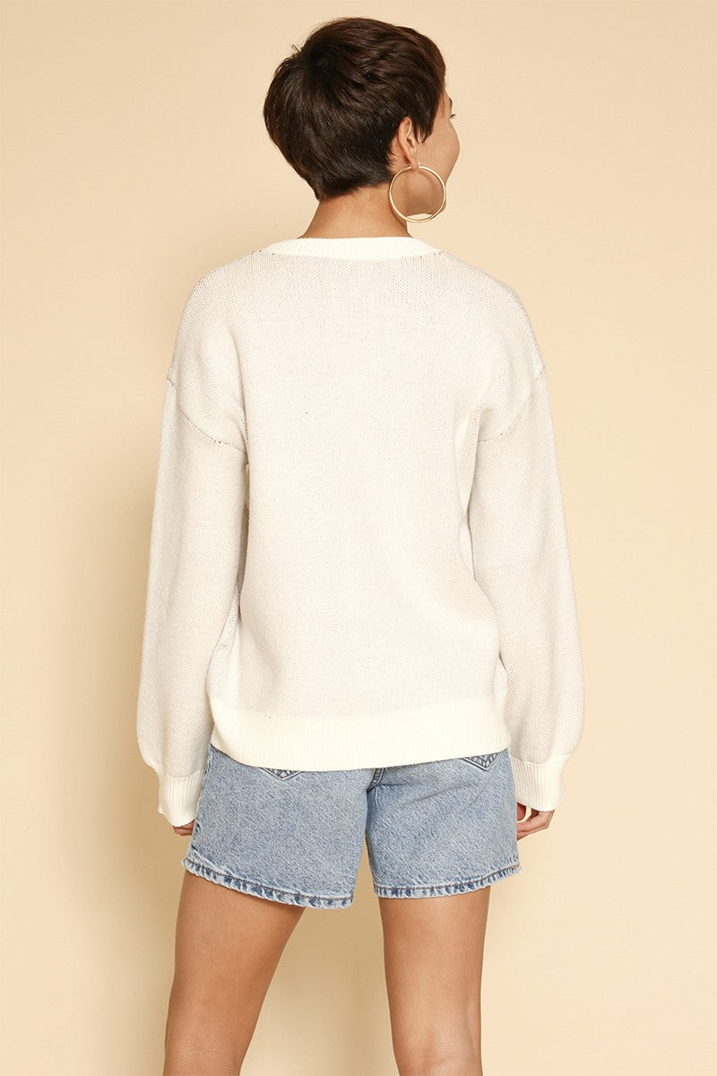 Snowman Face Knit Holiday Sweater