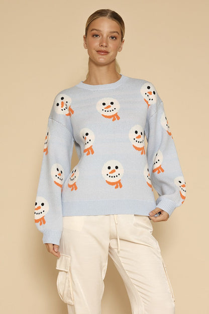 All Over Snowman Holiday Knit Sweater