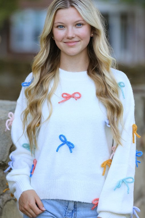 All Over Bow Knit Sweater