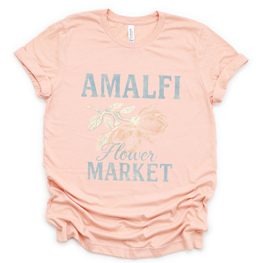 Amalfi Flower Market Vintage Faded Print - Bella Canvas Super Soft T Shirt
