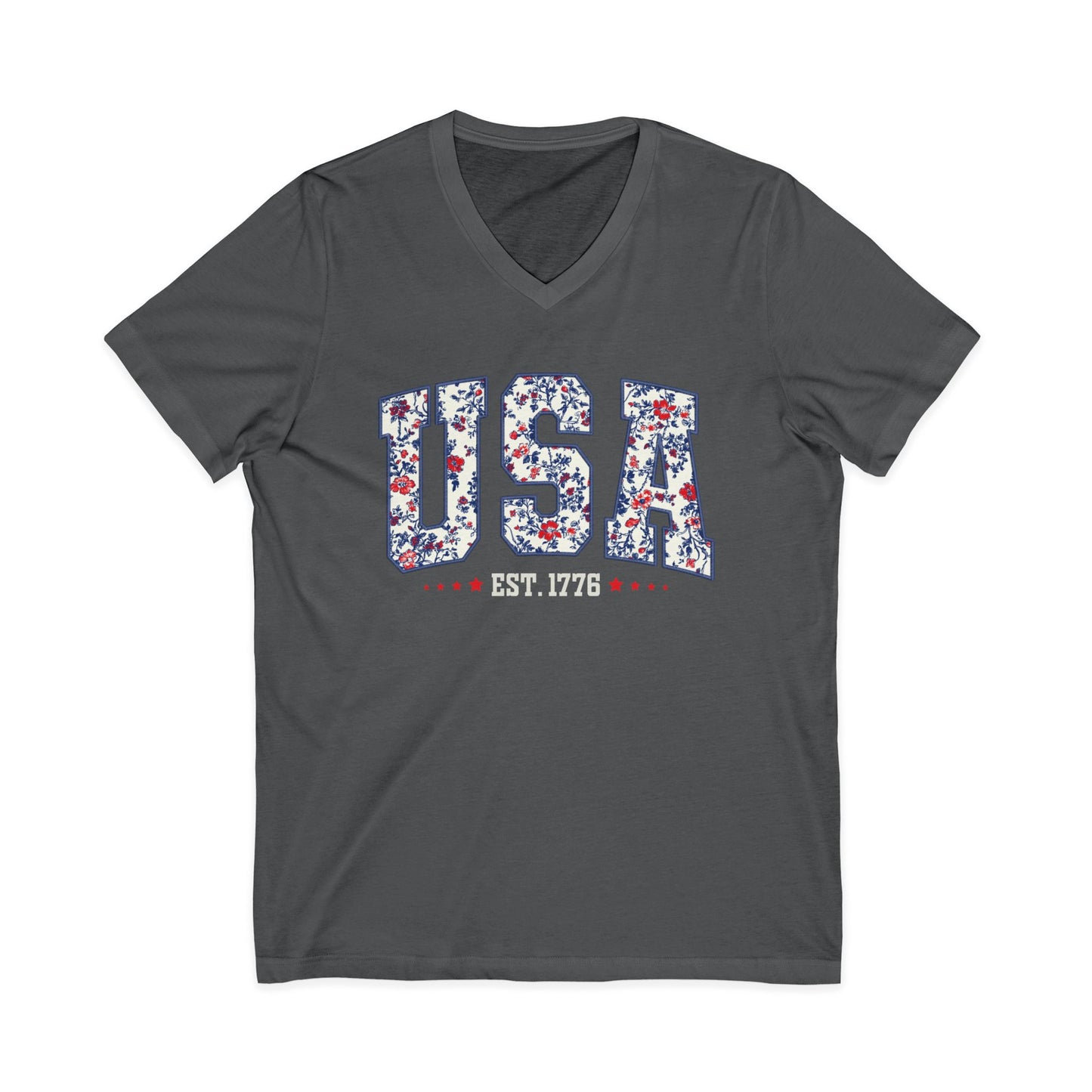 Floral USA - Short Sleeve V Neck