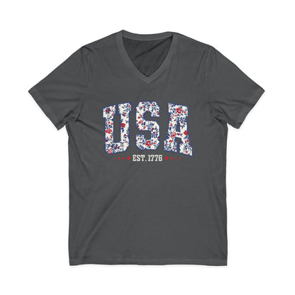 Floral USA - Short Sleeve V Neck