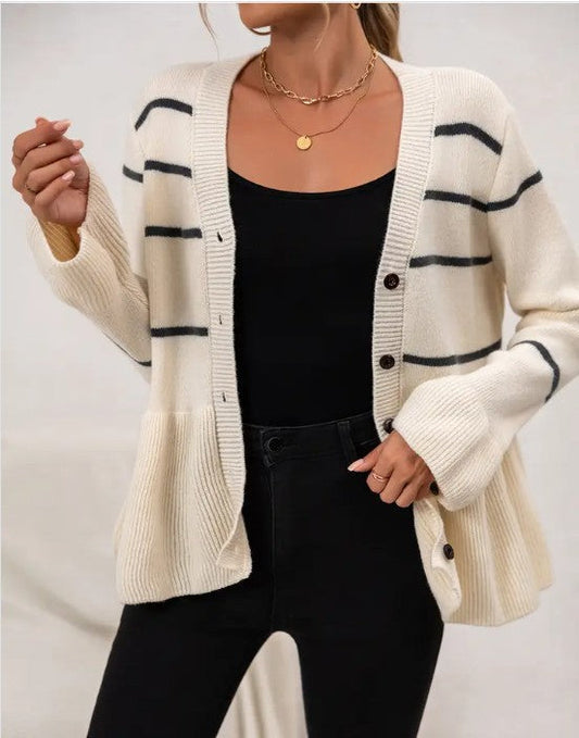 Striped Ribbed Cardigan