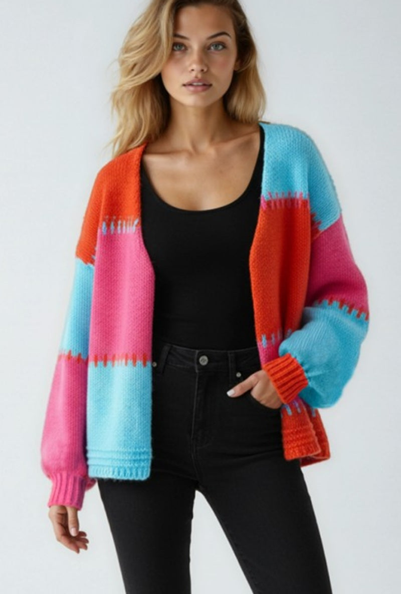 Women's Color-Block  Knit Cardigan