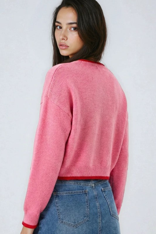 Strawberry Print Knit Sweater