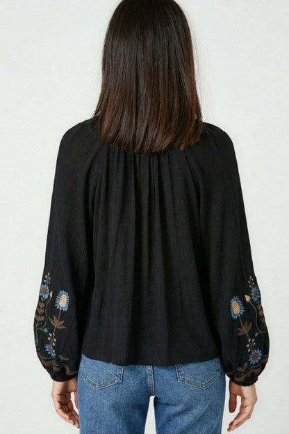 Bohemian Embroidered Floral  Blouse