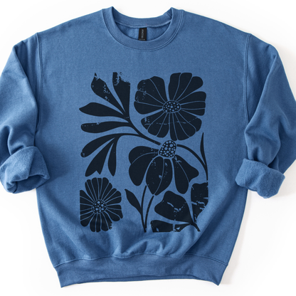 Artistic Boho Floral - Crewneck Fleece Sweatshirt