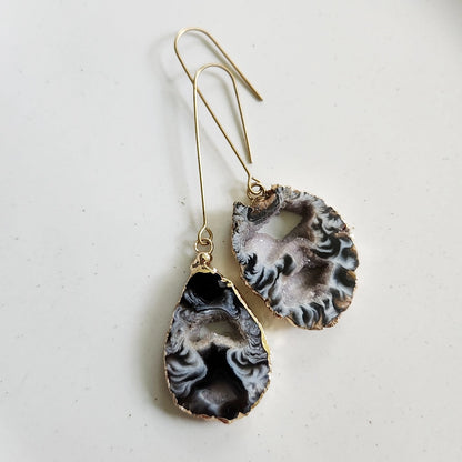 Gold Plated Agate/Druzy Dangle and Drop Earrings