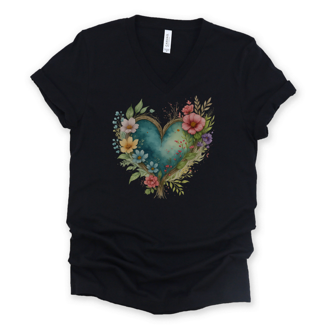 Natures Embrace - Short Sleeve V-Neck Tee