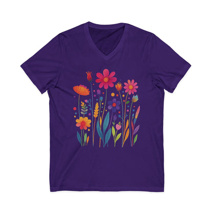 Vibrant Wildflower - Short Sleeve V Neck