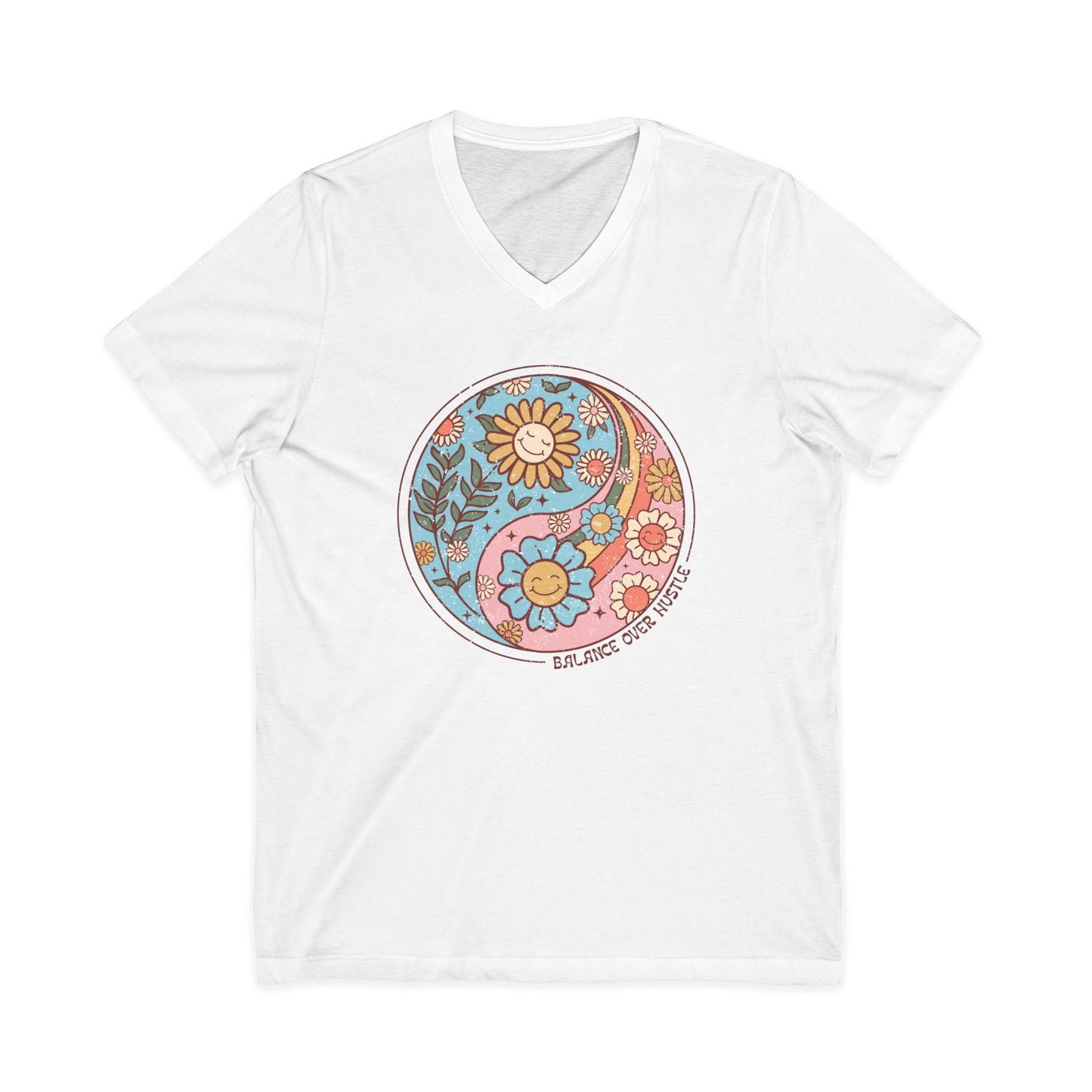 Flowers and Yang - Short Sleeve V Neck