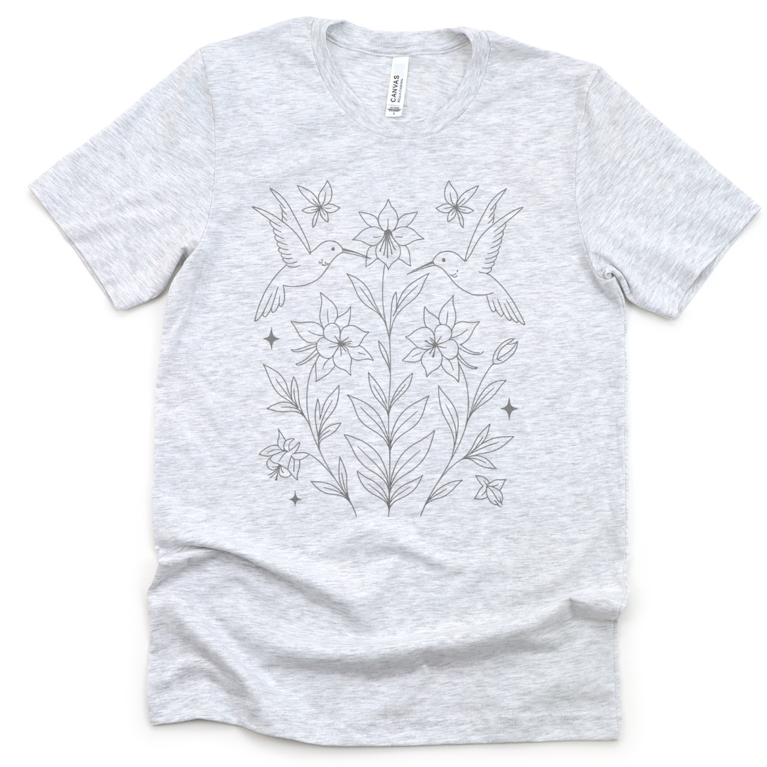 Humming Bird Blossom - Bella Canvas Super Soft Fitted T Shirt