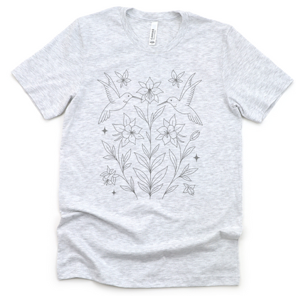 Humming Bird Blossom - Bella Canvas Super Soft Fitted T Shirt