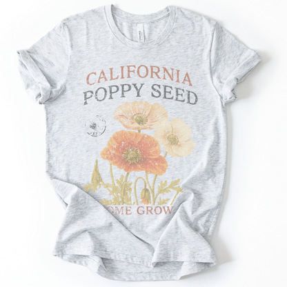 Poppy Seed, Faded Vintage Print - Bella Canvas Super Soft Fitted T Shirt