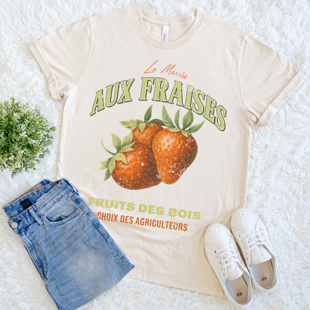 Aux Fraises - Bella Canvas Super Soft Fitted T Shirt