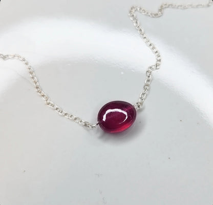 Ruby Pebble Focal Necklace with Sterling Silver & Gold Fill