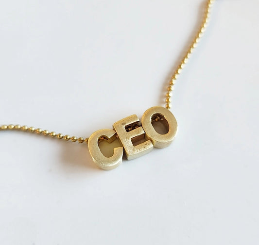 Ceo & Abc Brass Block Letter Charm Fun Beaded Necklaces