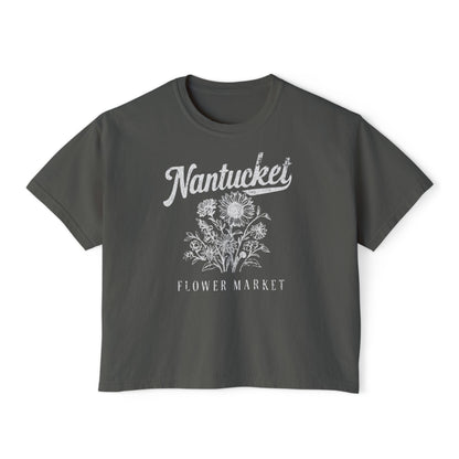 Nantucket Flower Market - Comfort Colors Boxy Cropped Tee