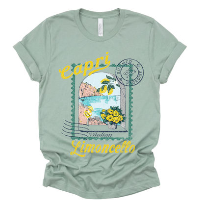 Limoncello in Capri Vintage Print - Bella Canvas Straight Cut Tee - UK Stocked