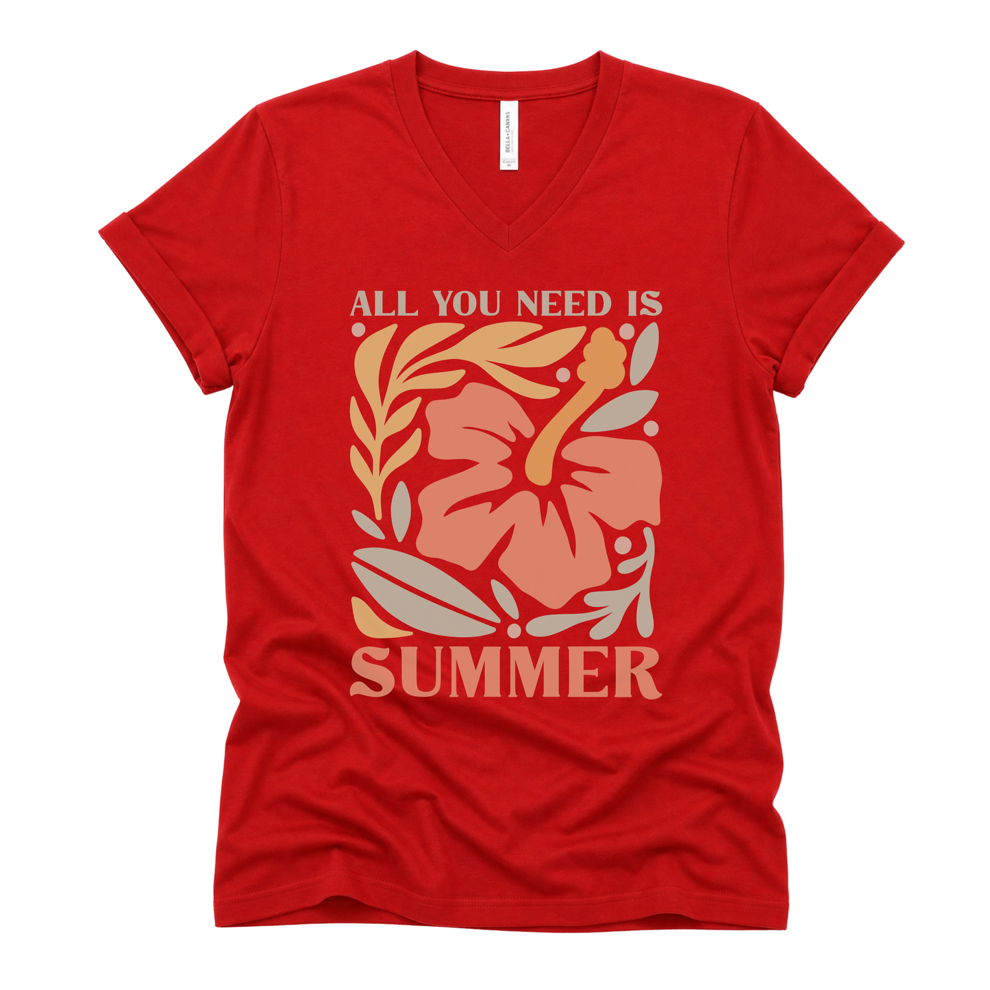 All You Need Is Summer - Short Sleeve V-Neck Tee
