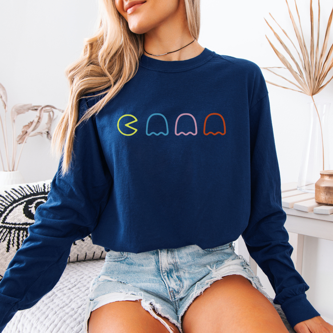 Pac Man - Comfort Colors Premium Long Sleeve T Shirt