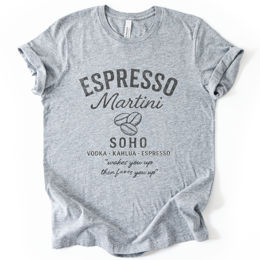 Espresso Martini, Vintage Faded Print - Bella Canvas Super Soft Fitted T Shirt