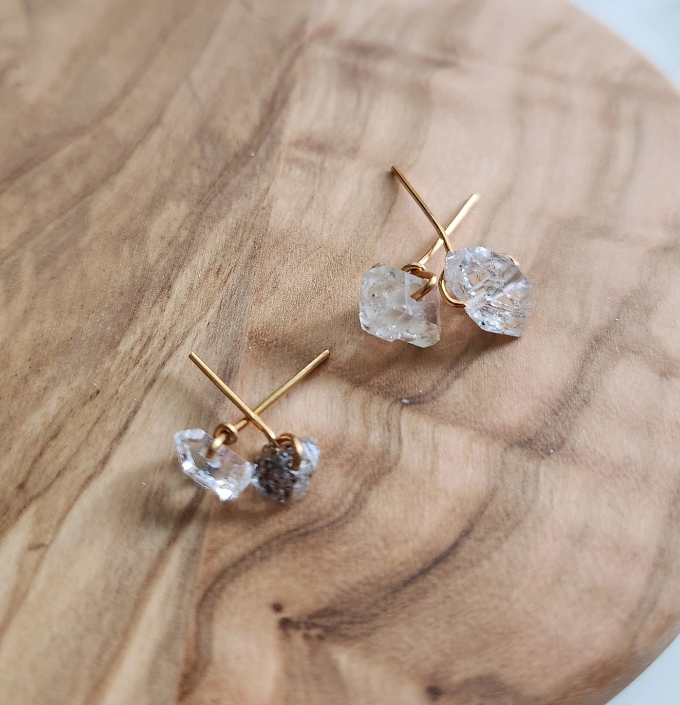 Natural Tibetan Quartz w/ Anthraxolite Stud Post Earrings