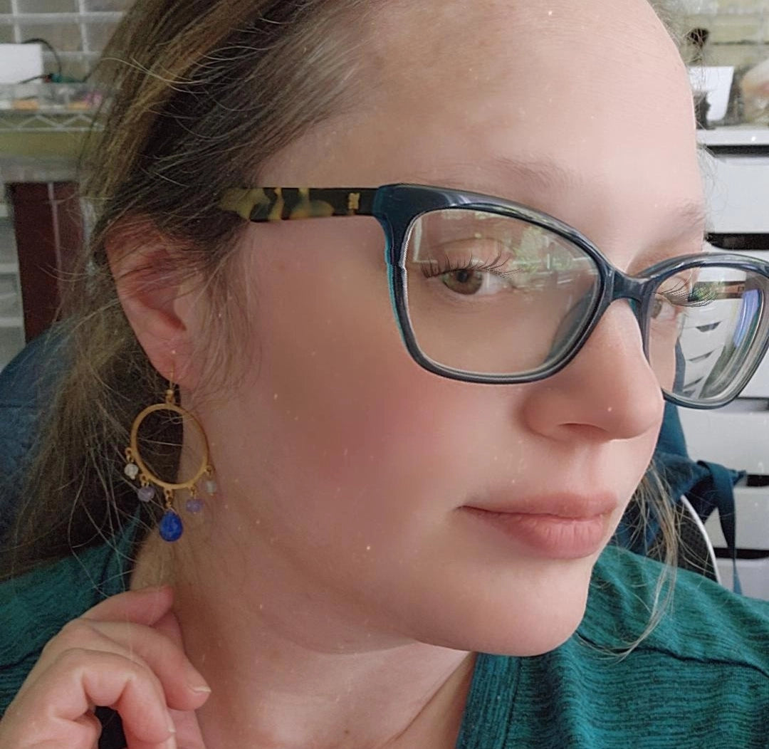 Gemstone and Brass Chandelier Bridal Statement Earrings