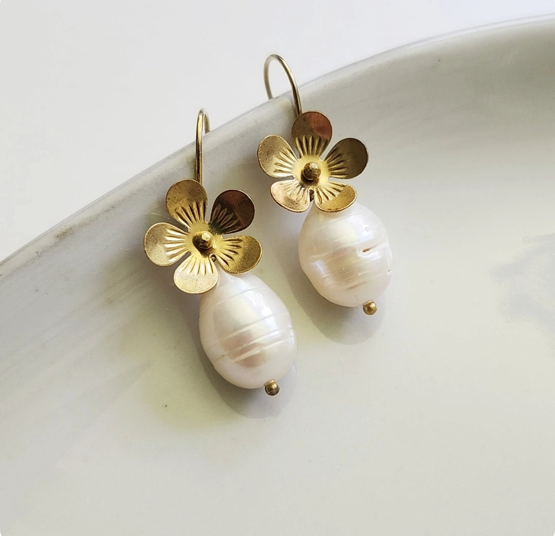 Gemstones, Pearls and Flower Girl Dangle & Drop Earrings