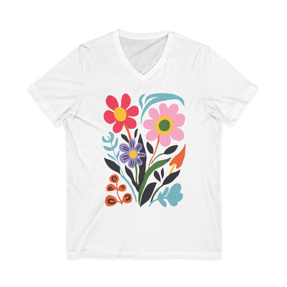 Vivid Floral - Short Sleeve V Neck