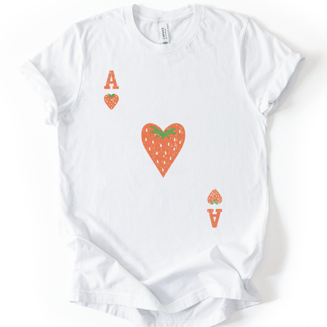 The Ace Of Strawberries, Vintage Distressed Print - Bella Canvas Super Soft Fitted T Shirt