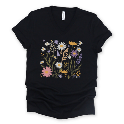 Flower Power - Short Sleeve V-Neck Tee