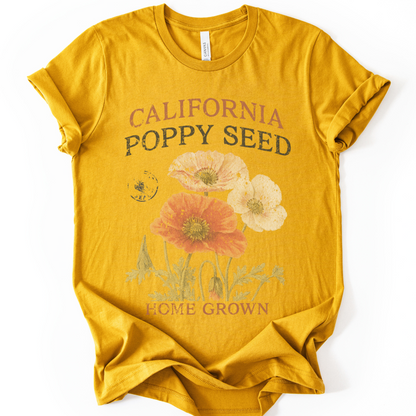 Poppy Seed, Faded Vintage Print - Bella Canvas Super Soft Fitted T Shirt