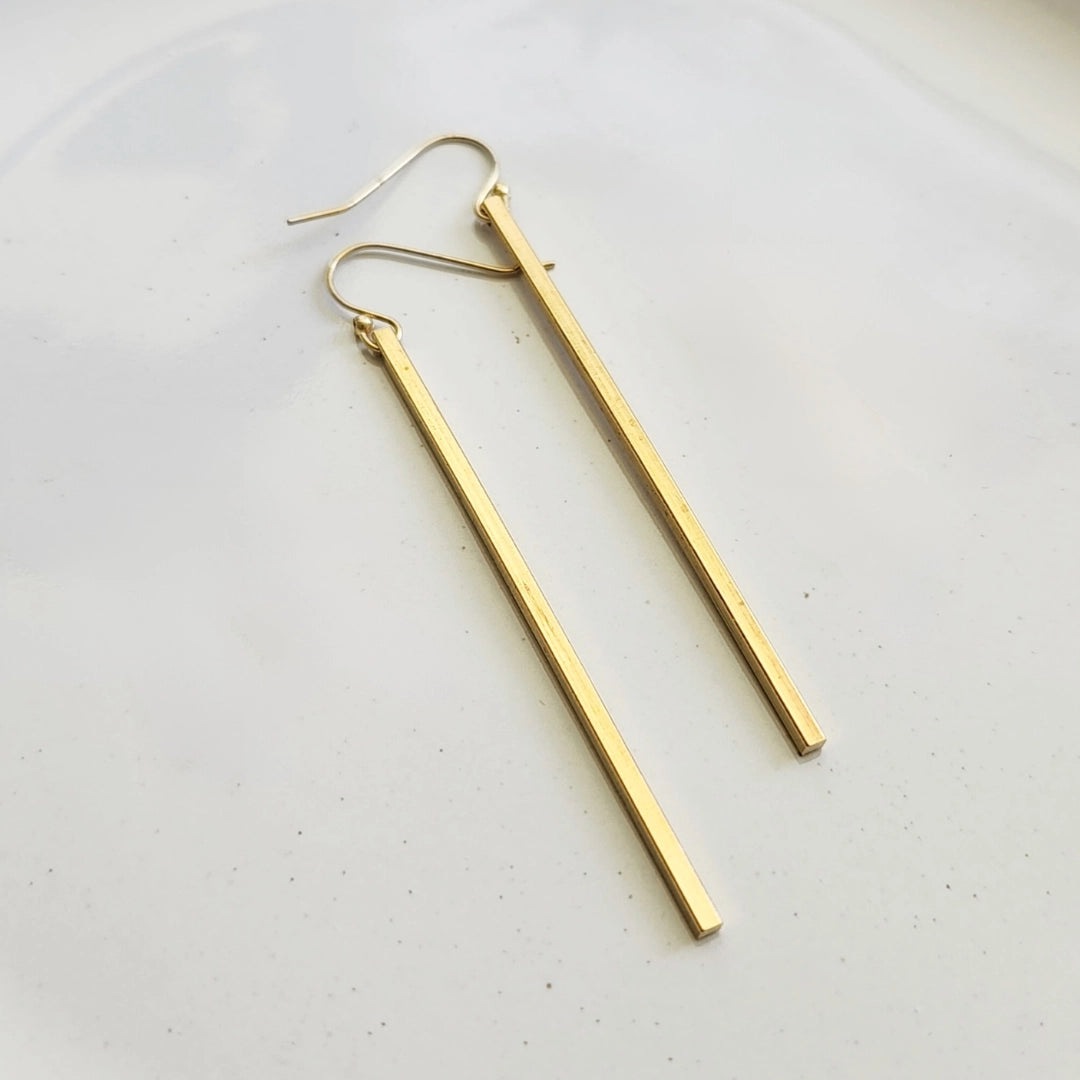 Brass Bar Edgy Dangle Earrings, Wardrobe Staple Jewelry