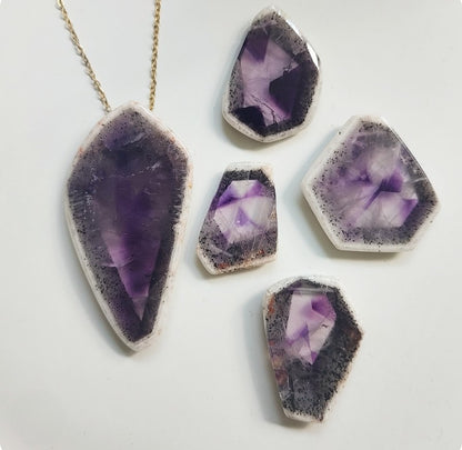 Phantom Amethyst Amulet & Brass Pendant Necklace