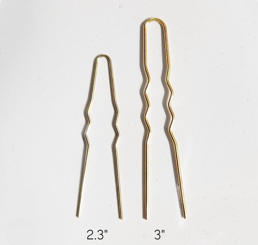 Brass Fern Leaf U Hairpins with White Freshwater Pearls