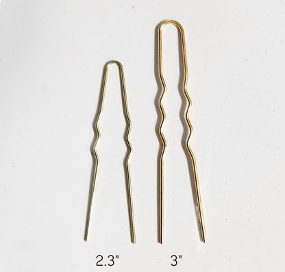 Brass Fern Leaf U Hairpins with White Freshwater Pearls