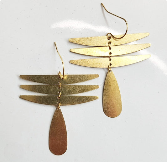 Cascading Waterfall Inspired Brass Statement Jewelry Set