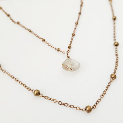 Natural Rutile Quartz with Satellite Chain Pendant Necklaces