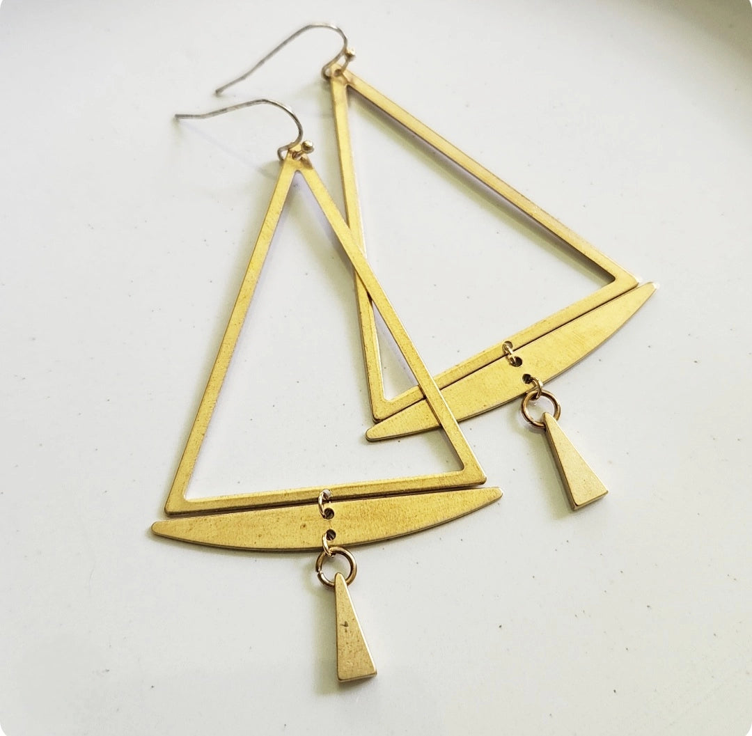 Edgy Geometric Triangle Statement Dangle & Drop Earrings