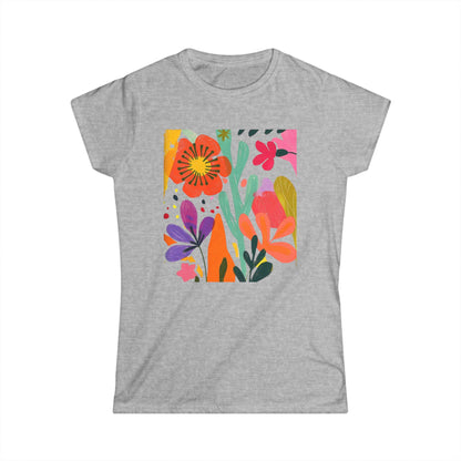 Modern Art Flower Print - Women's Softstyle Tee