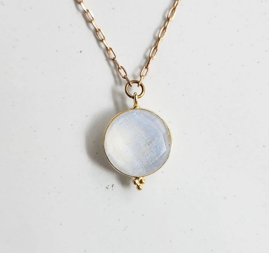 Moonstone Medallion Dangle Earrings and Pendant Necklace