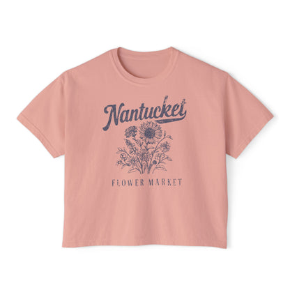 Nantucket Flower Market - Comfort Colors Boxy Cropped Tee