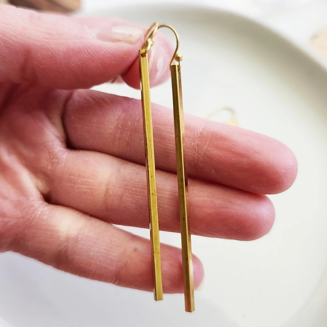 Brass Bar Edgy Dangle Earrings, Wardrobe Staple Jewelry