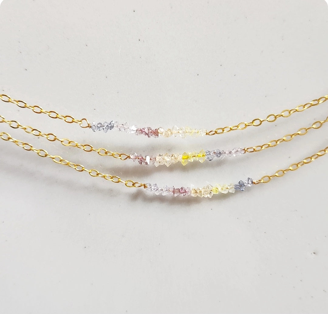 Sunrise Ombre Herkimer Diamond Beaded Necklace