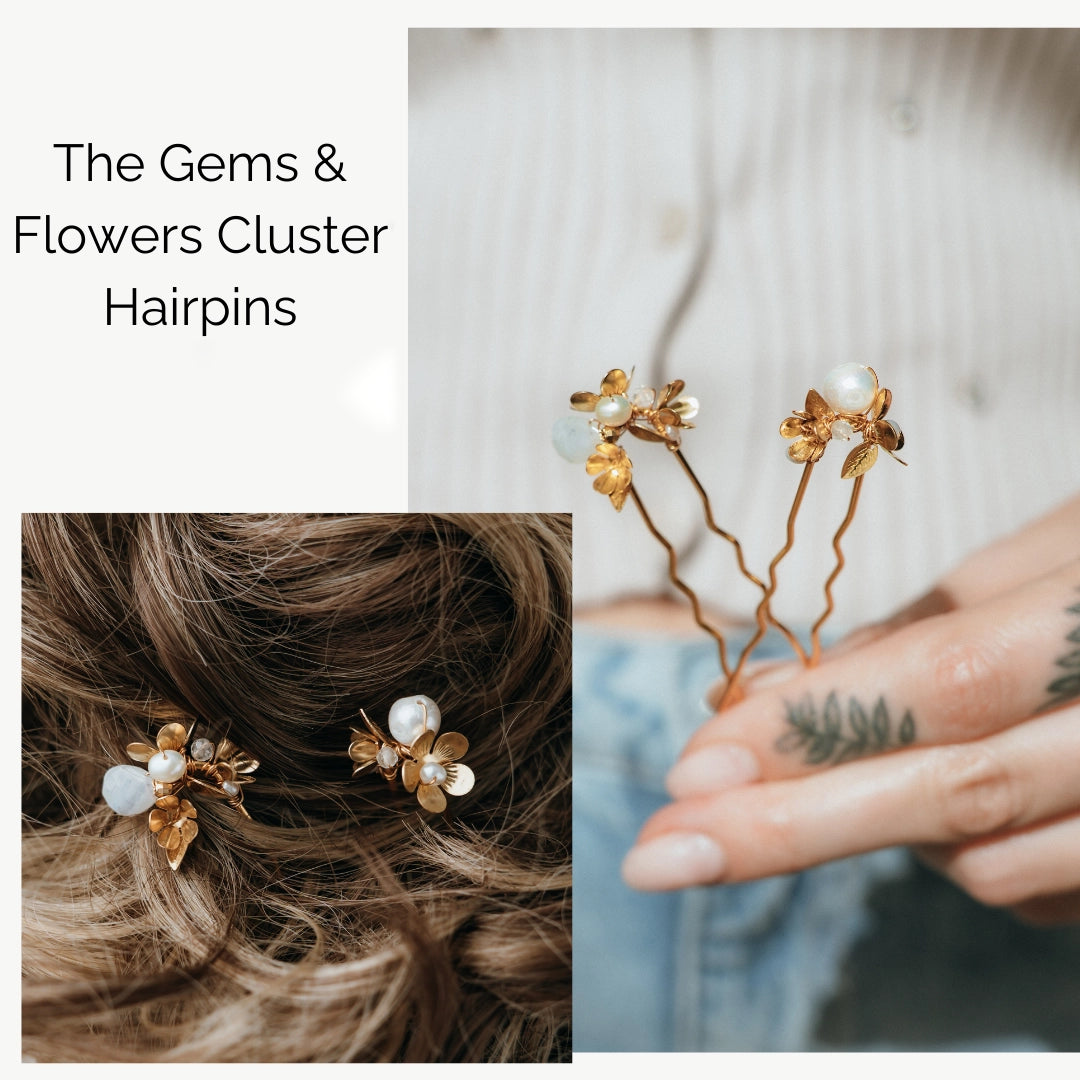 Brass Star Cloak Fern Leaf Sprig Wire Wrapped U Hairpins